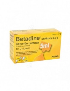 BETADINE UNIDOSIS 0,5 g SOLUCION CUTANEA, 10 envases...