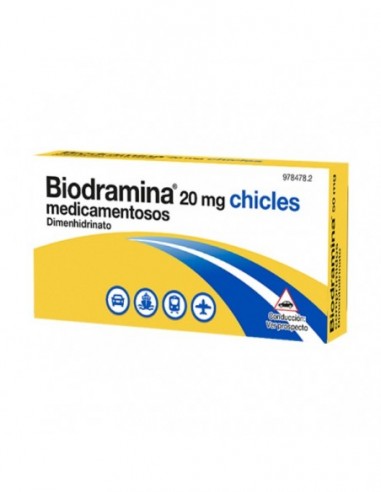 BIODRAMINA 20 mg CHICLES MEDICAMENTOSOS, 12...