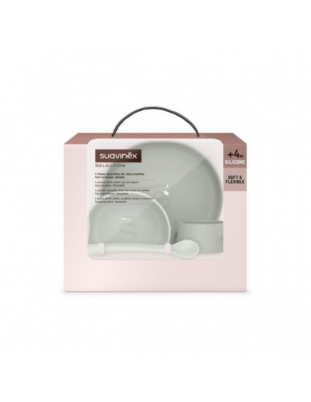 Suavinex Vajilla silicona 4 piezas Verde