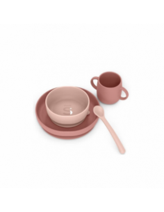 Suavinex Vajilla silicona 4 piezas Rosa