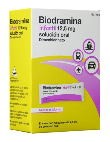 Biodramina Infantil 12,5 Mg 12 Sobres Monodosis...