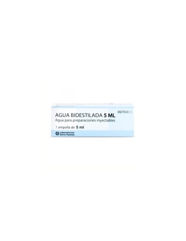 AGUA BIDESTILADA AMPOLLAS, 1 ampolla de 5 ml