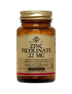 Solgar Picolinato De Zinc 100 Comprimidos