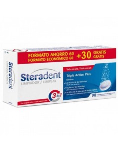 Steradent Triple Accion Plus Limpieza Protesis Dental 90 Com