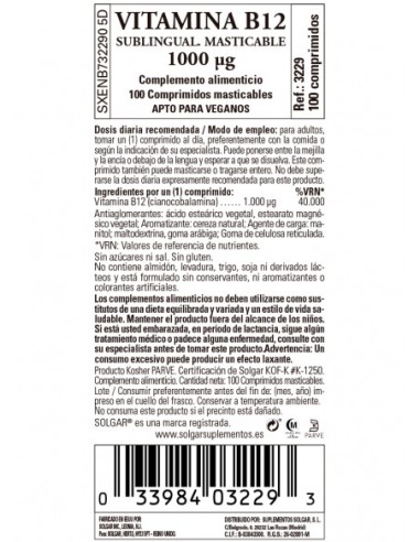 Solgar Vitamina B12 100 microgramos 100...