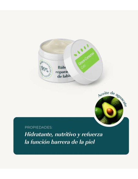 Green Cornerss Balsamo labial reparador con aguacate